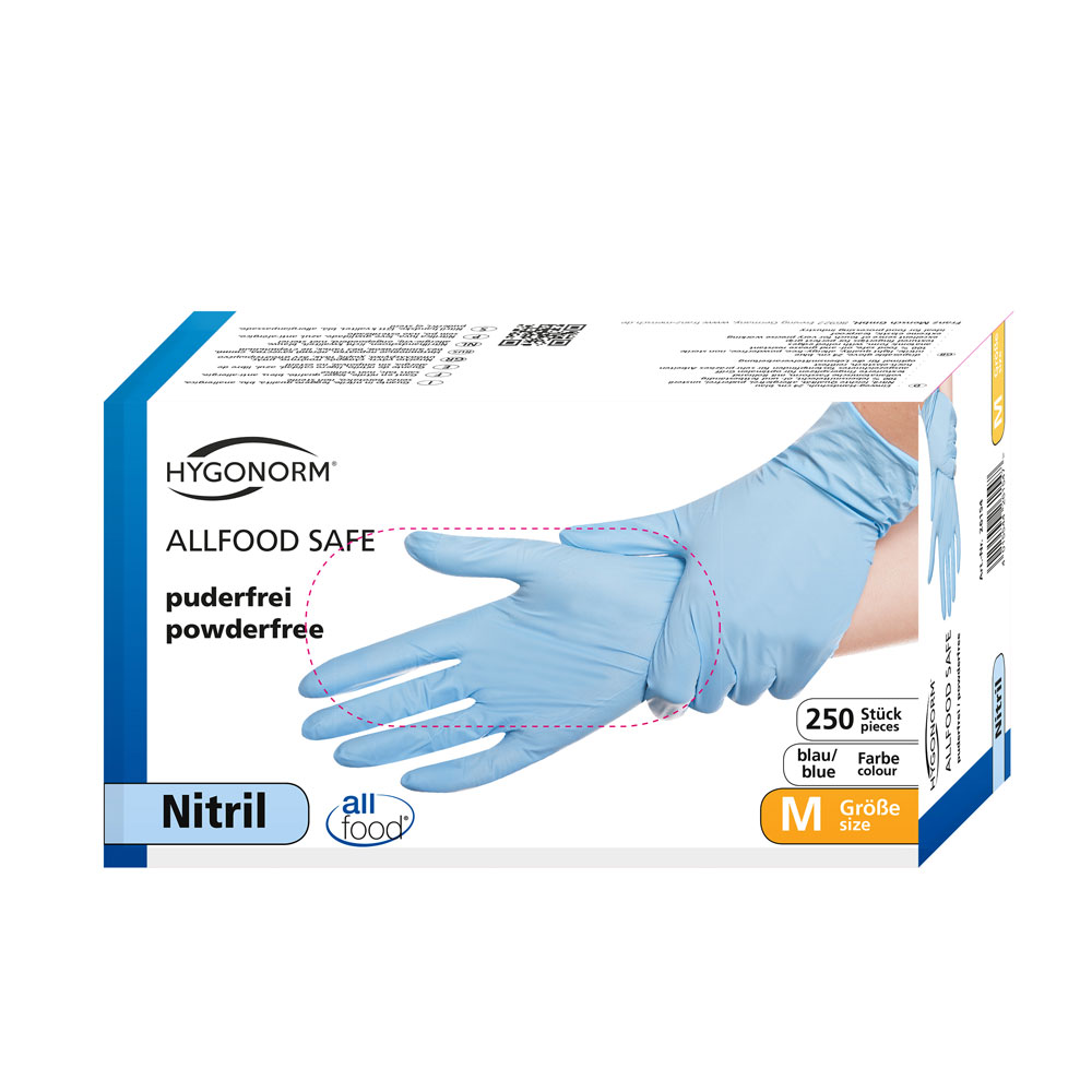 ΓΑΝΤΙ NITRILE SAFEFOOD BLUE  ΧΩΡΙΣ ΠΟΥΔΡΑ (250T)